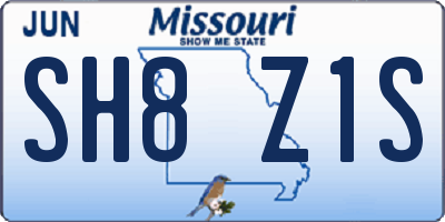 MO license plate SH8Z1S