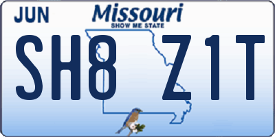 MO license plate SH8Z1T