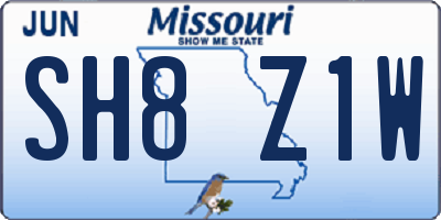 MO license plate SH8Z1W