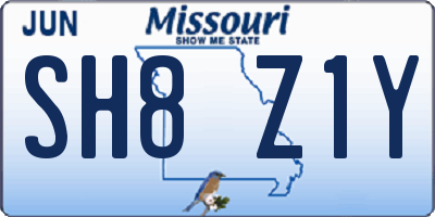 MO license plate SH8Z1Y