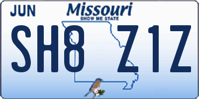 MO license plate SH8Z1Z