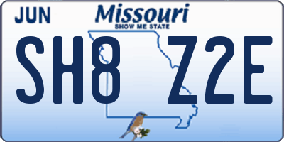 MO license plate SH8Z2E
