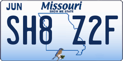 MO license plate SH8Z2F