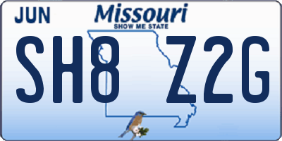 MO license plate SH8Z2G
