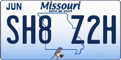 MO license plate SH8Z2H