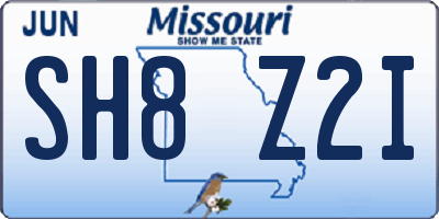 MO license plate SH8Z2I