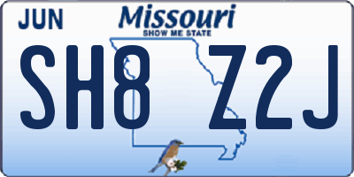 MO license plate SH8Z2J