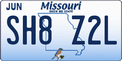 MO license plate SH8Z2L