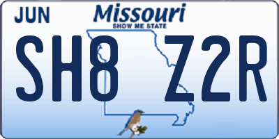 MO license plate SH8Z2R