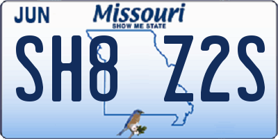MO license plate SH8Z2S