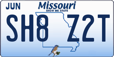 MO license plate SH8Z2T