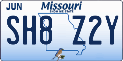 MO license plate SH8Z2Y
