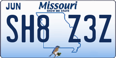 MO license plate SH8Z3Z