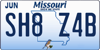 MO license plate SH8Z4B