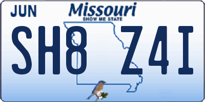 MO license plate SH8Z4I