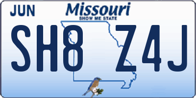 MO license plate SH8Z4J