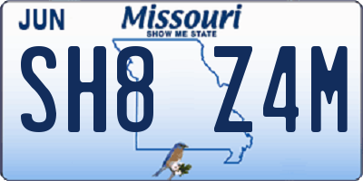 MO license plate SH8Z4M