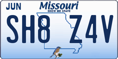 MO license plate SH8Z4V