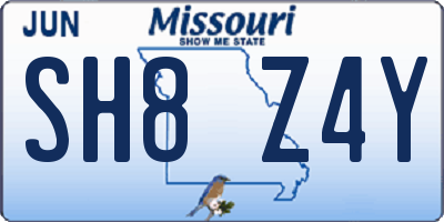 MO license plate SH8Z4Y