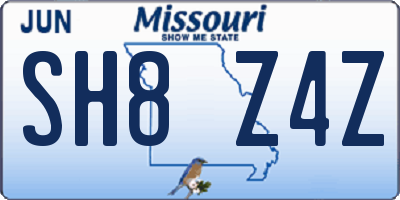 MO license plate SH8Z4Z