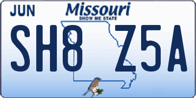 MO license plate SH8Z5A