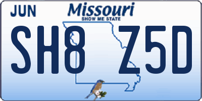 MO license plate SH8Z5D