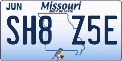 MO license plate SH8Z5E