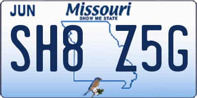 MO license plate SH8Z5G