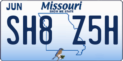 MO license plate SH8Z5H