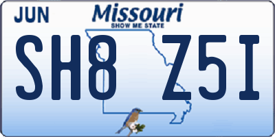 MO license plate SH8Z5I