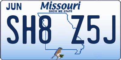 MO license plate SH8Z5J