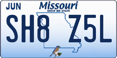 MO license plate SH8Z5L