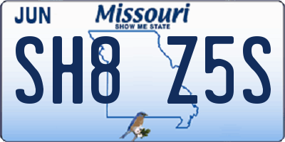 MO license plate SH8Z5S
