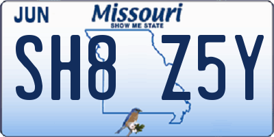MO license plate SH8Z5Y