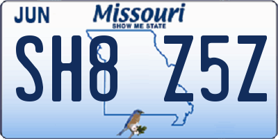 MO license plate SH8Z5Z