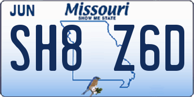 MO license plate SH8Z6D