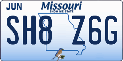 MO license plate SH8Z6G