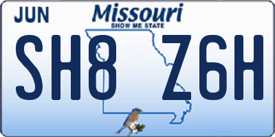 MO license plate SH8Z6H