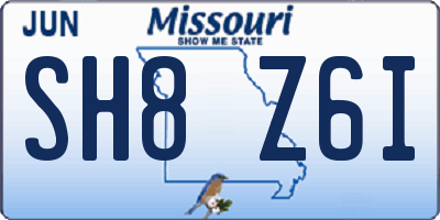 MO license plate SH8Z6I