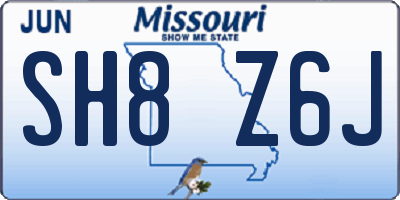 MO license plate SH8Z6J