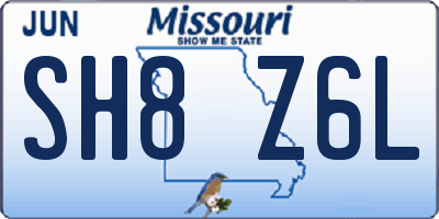 MO license plate SH8Z6L