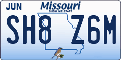 MO license plate SH8Z6M
