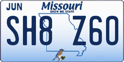 MO license plate SH8Z6O