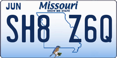 MO license plate SH8Z6Q