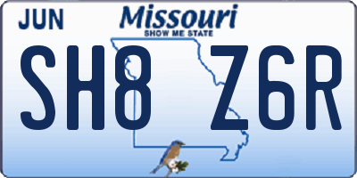 MO license plate SH8Z6R