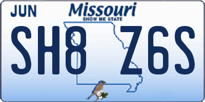 MO license plate SH8Z6S