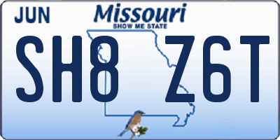 MO license plate SH8Z6T