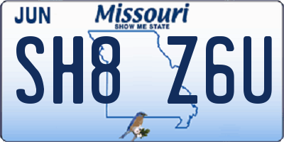 MO license plate SH8Z6U