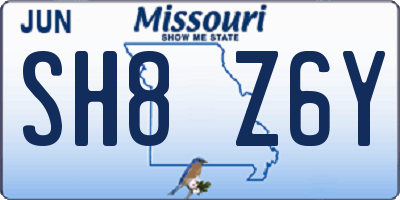 MO license plate SH8Z6Y