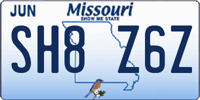 MO license plate SH8Z6Z